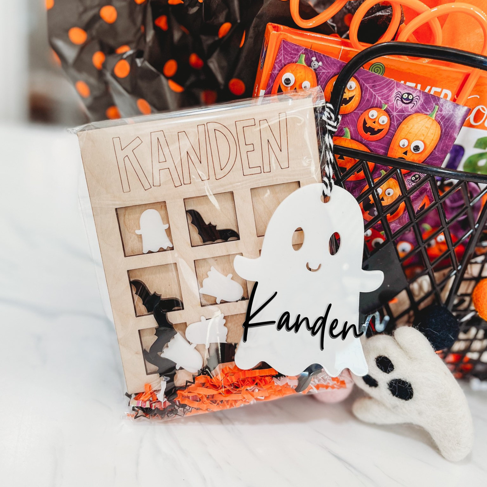 Personalized Halloween Tags, Boo Bag Tags, Acrylic Name Tags, Halloween Basket Tags HX05 - Kindlytoys