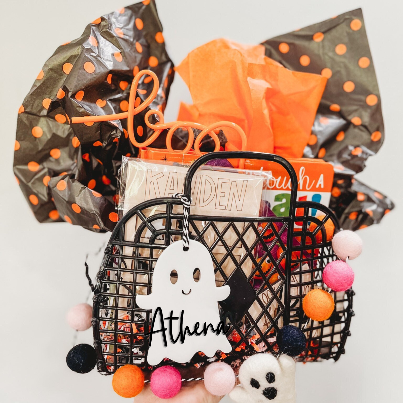 Personalized Halloween Tags, Boo Bag Tags, Acrylic Name Tags, Halloween Basket Tags HX05 - Kindlytoys