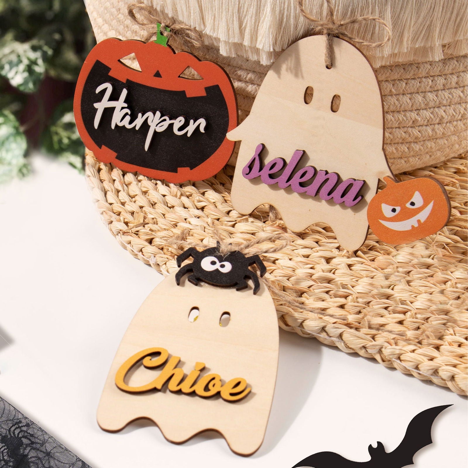 Personalized Halloween Tags, Custom Boo Basket, Halloween Gifts Halloween Decor HX02 - Kindlytoys