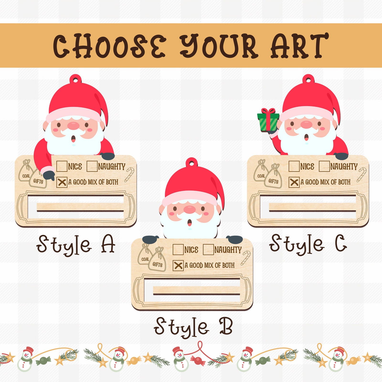 Personalized Money Holder Ornament With Name, Cute Christmas Wooden Cutout Ornament MH40 - Kindlytoys