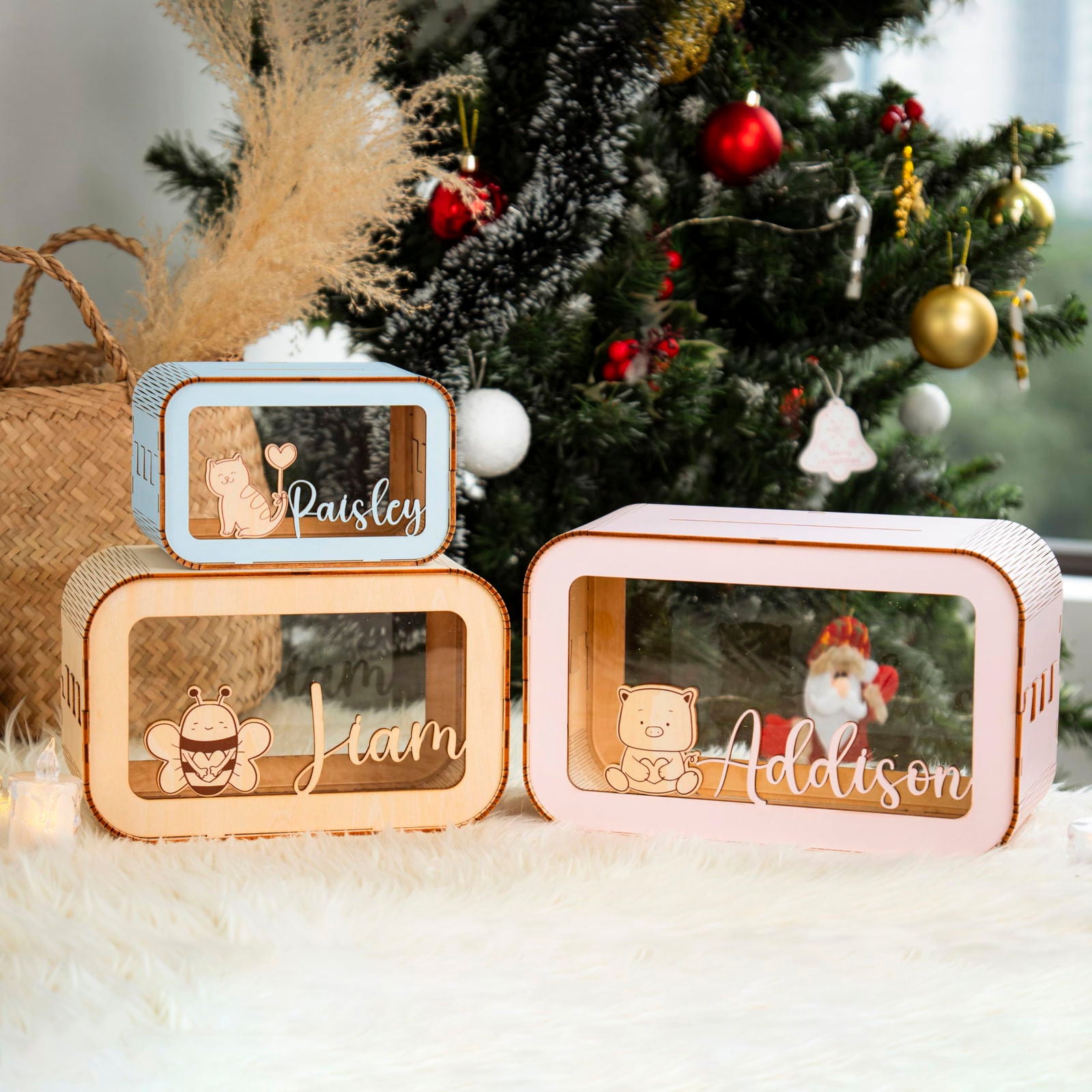 Personalized Piggy Bank For Kids, Wooden Piggy Bank with Name, DIY Piggy Bank, First Birthday Gifts Idea, 1st Christmas Gifts For Kids - Kindlytoys