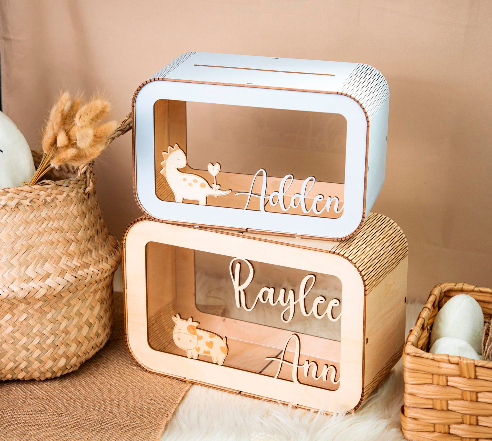 Personalized Piggy Bank For Kids, Wooden Piggy Bank with Name, DIY Piggy Bank, First Birthday Gifts Idea, 1st Christmas Gifts For Kids - Kindlytoys