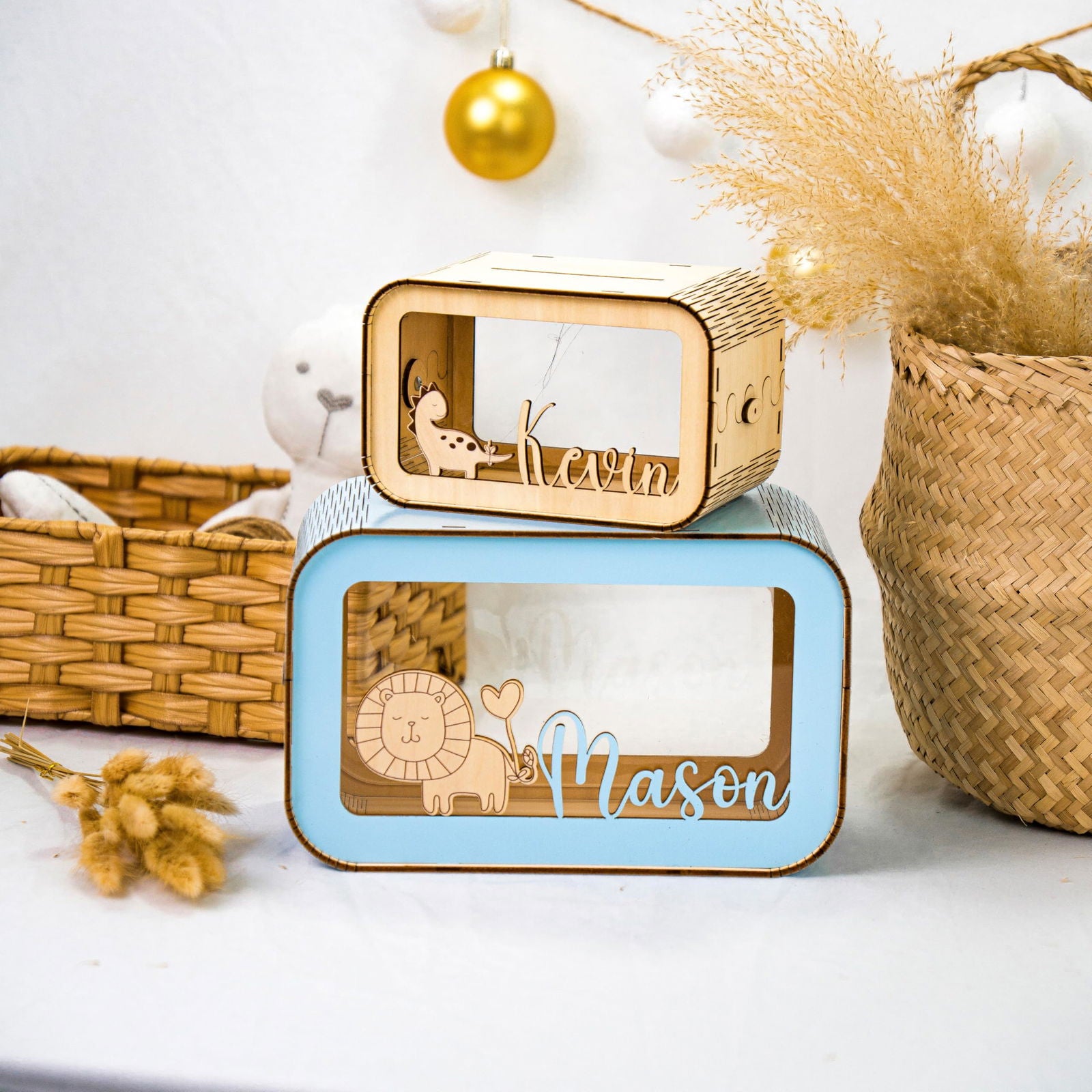 Personalized Piggy Bank For Kids, Wooden Piggy Bank with Name, DIY Piggy Bank, First Birthday Gifts Idea, 1st Christmas Gifts For Kids - Kindlytoys