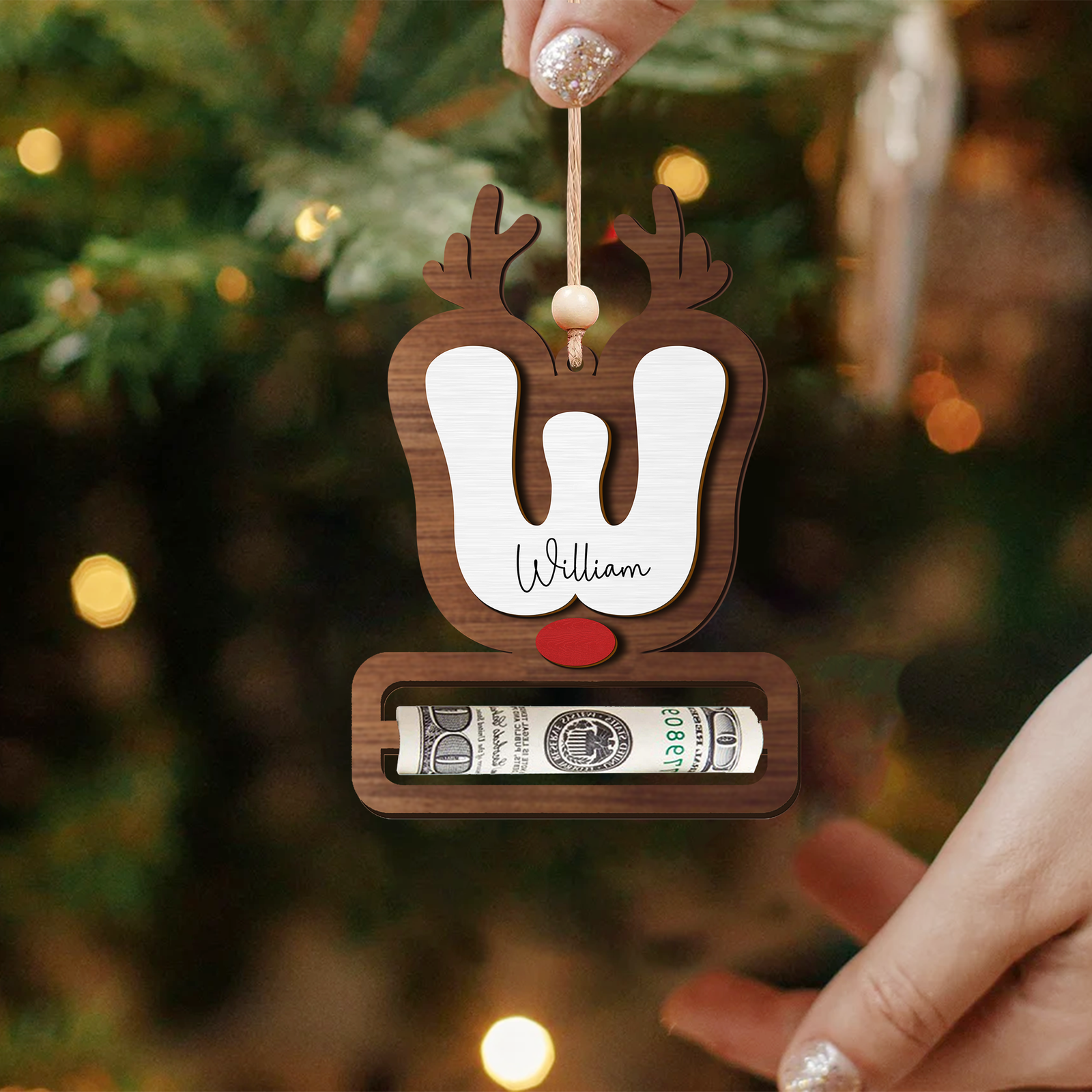 Personalized Reindeer Alphabet Christmas Money Holder, Christmas Reindeer Letter Ornament MH46 - Kindlytoys