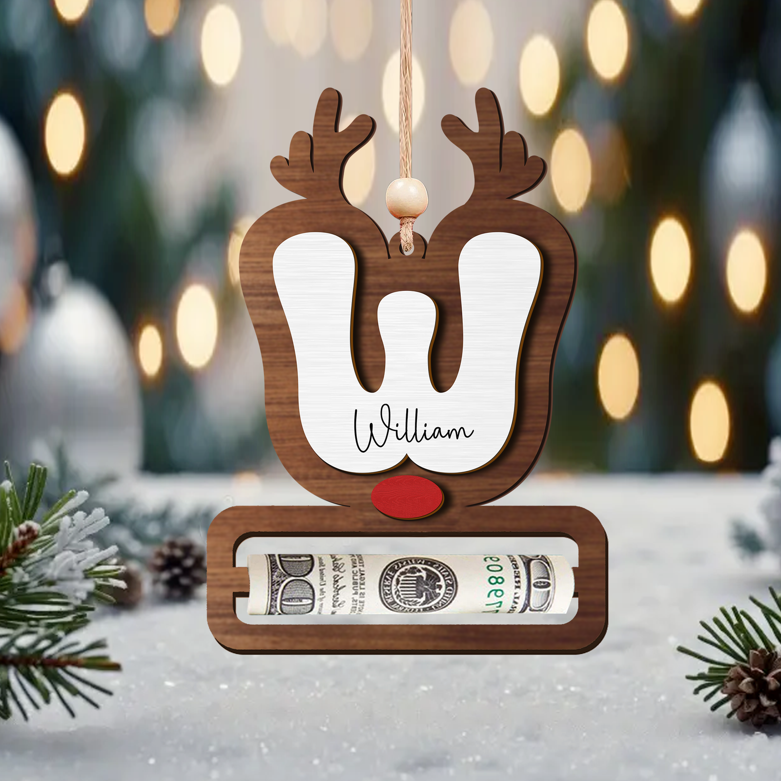 Personalized Reindeer Alphabet Christmas Money Holder, Christmas Reindeer Letter Ornament MH46 - Kindlytoys