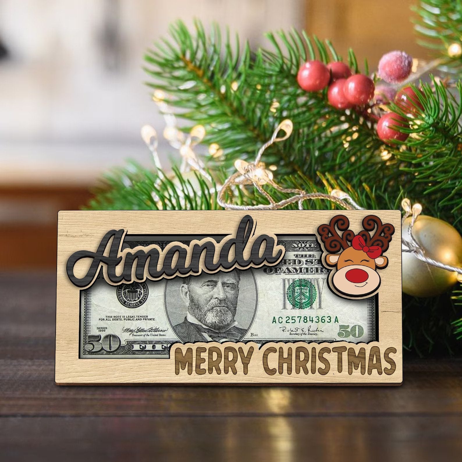 Personalized Santa Christmas Money Holder, Family Christmas Gift, Christmas Stocking Stuffer MH02 - Kindlytoys