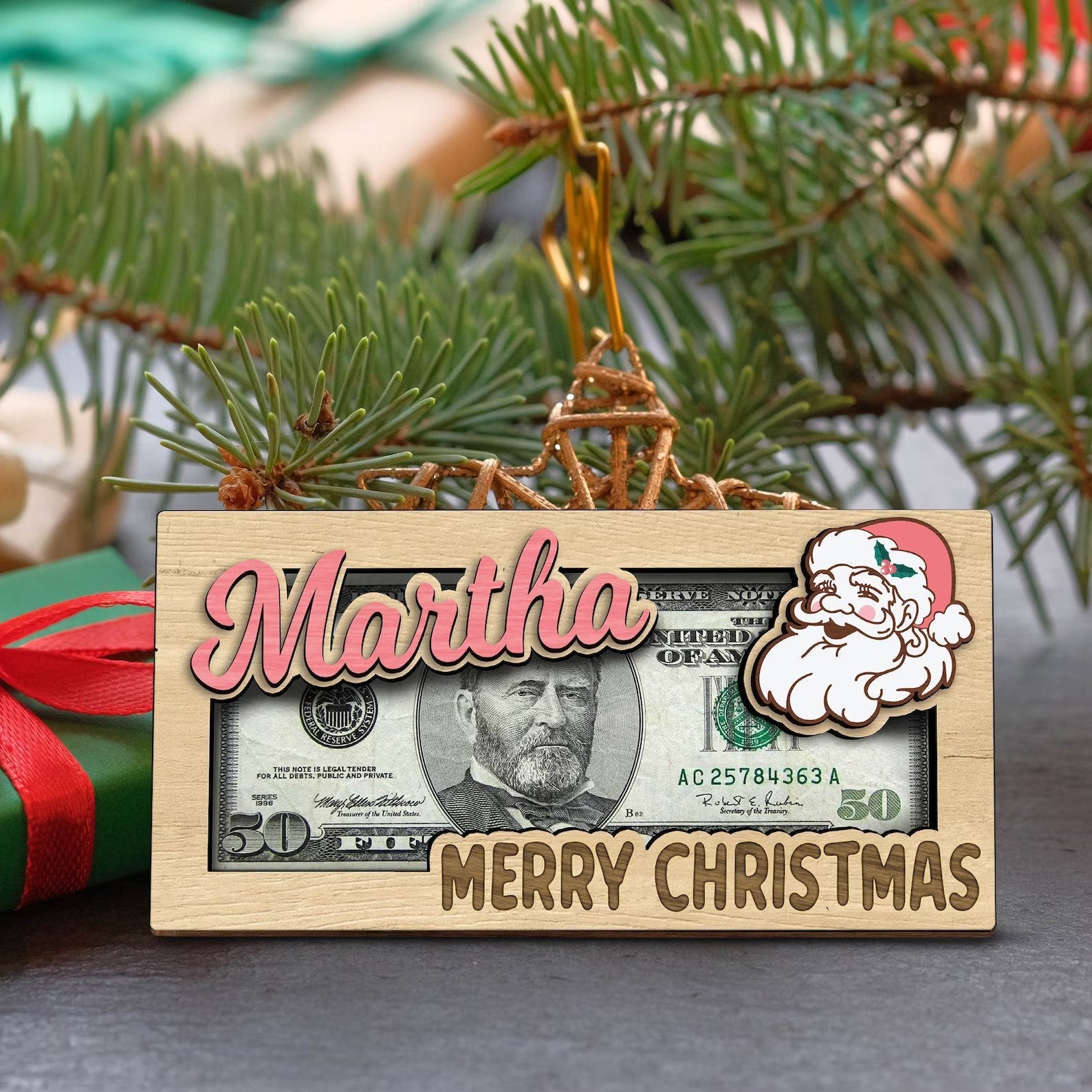 Personalized Santa Christmas Money Holder, Family Christmas Gift, Christmas Stocking Stuffer MH02 - Kindlytoys