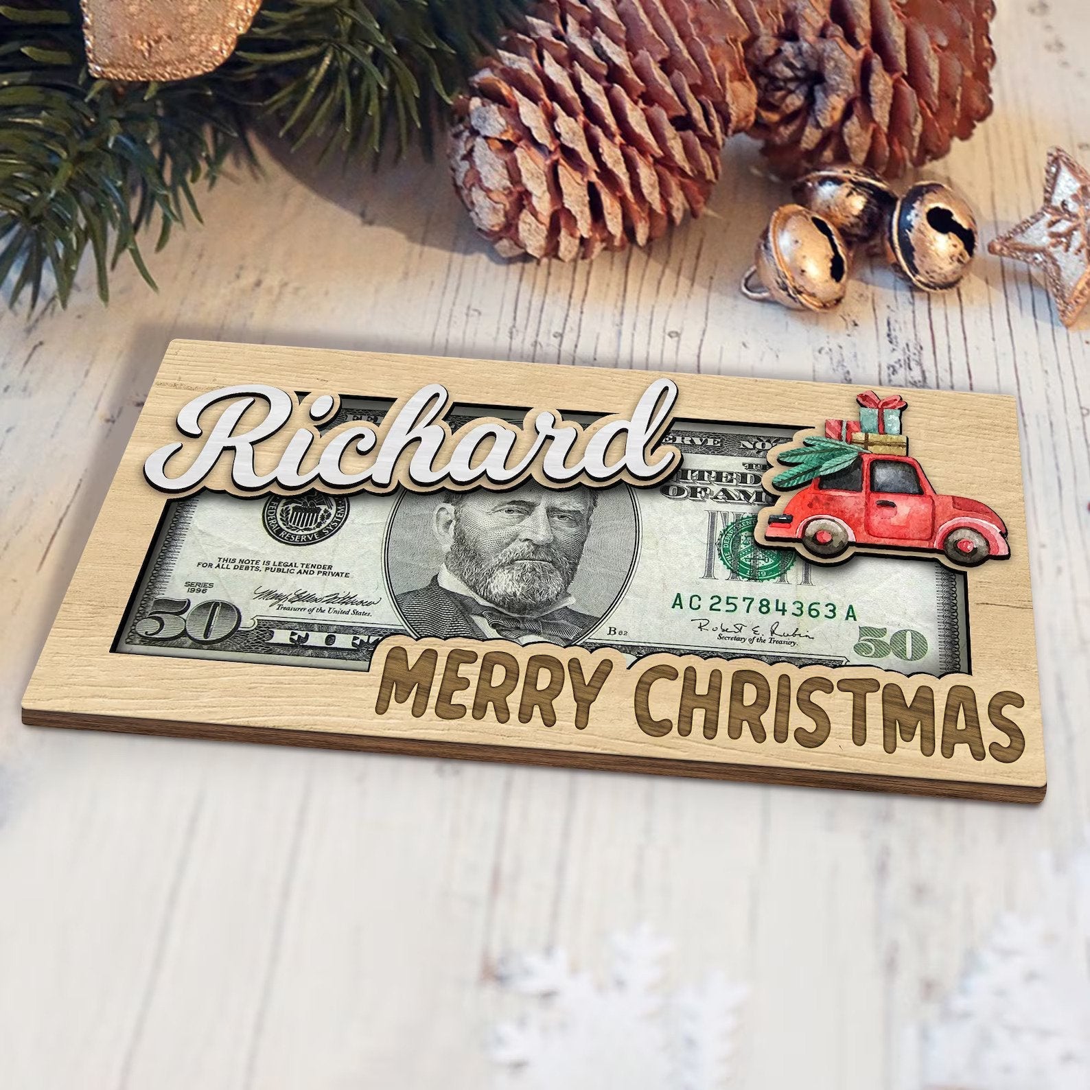 Personalized Santa Christmas Money Holder, Family Christmas Gift, Christmas Stocking Stuffer MH02 - Kindlytoys