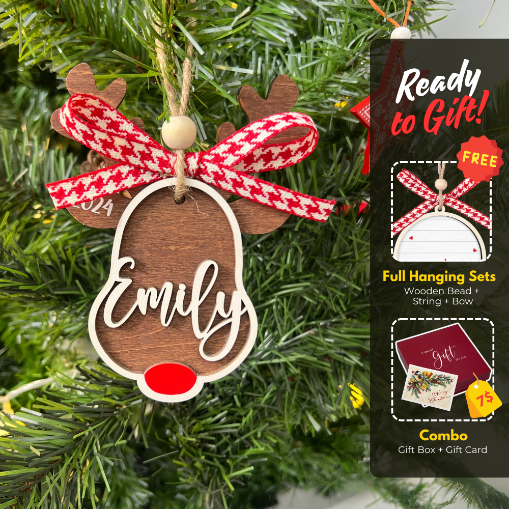 Personalized Stocking Tags Reindeer 2024, christmas ornament, Custom Stocking Tag CF03 - Kindlytoys