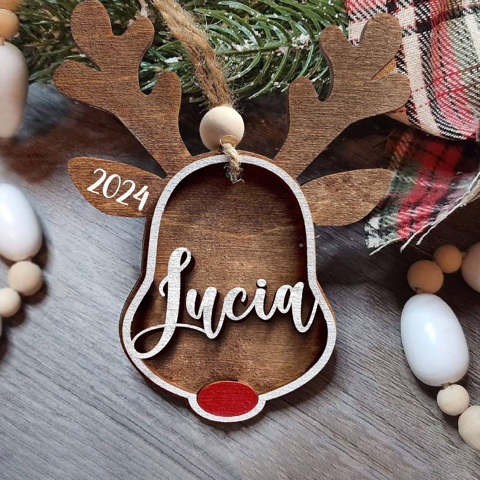 Personalized Stocking Tags Reindeer 2024, christmas ornament, Custom Stocking Tag CF03 - Kindlytoys