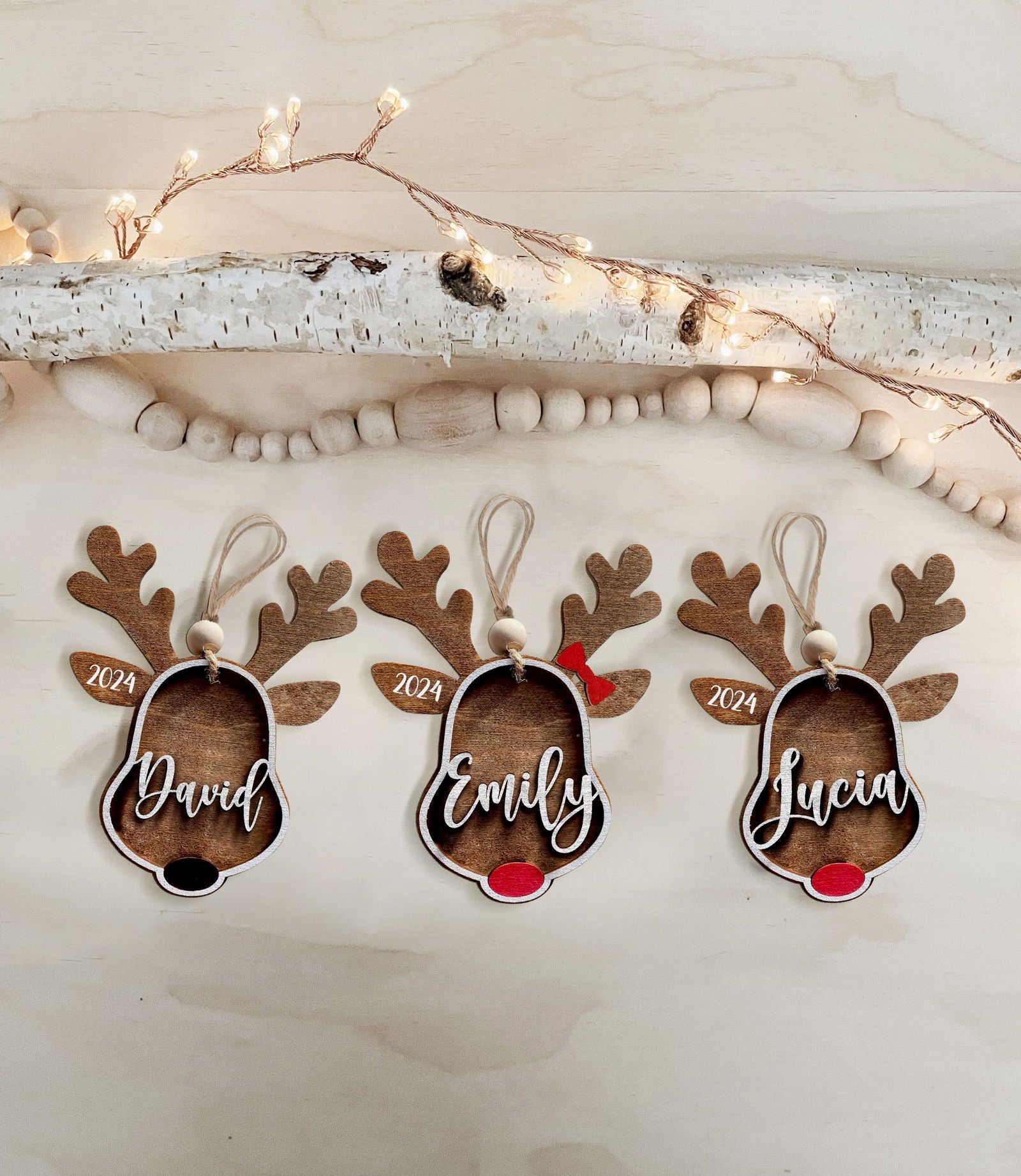 Personalized Stocking Tags Reindeer 2024, christmas ornament, Custom Stocking Tag CF03 - Kindlytoys