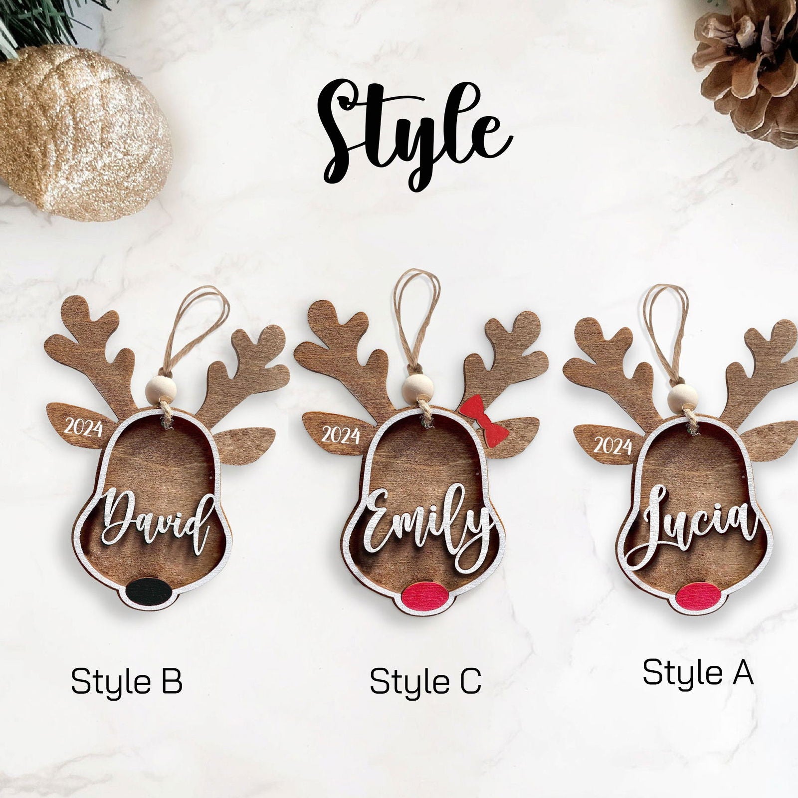 Personalized Stocking Tags Reindeer 2024, christmas ornament, Custom Stocking Tag CF03 - Kindlytoys