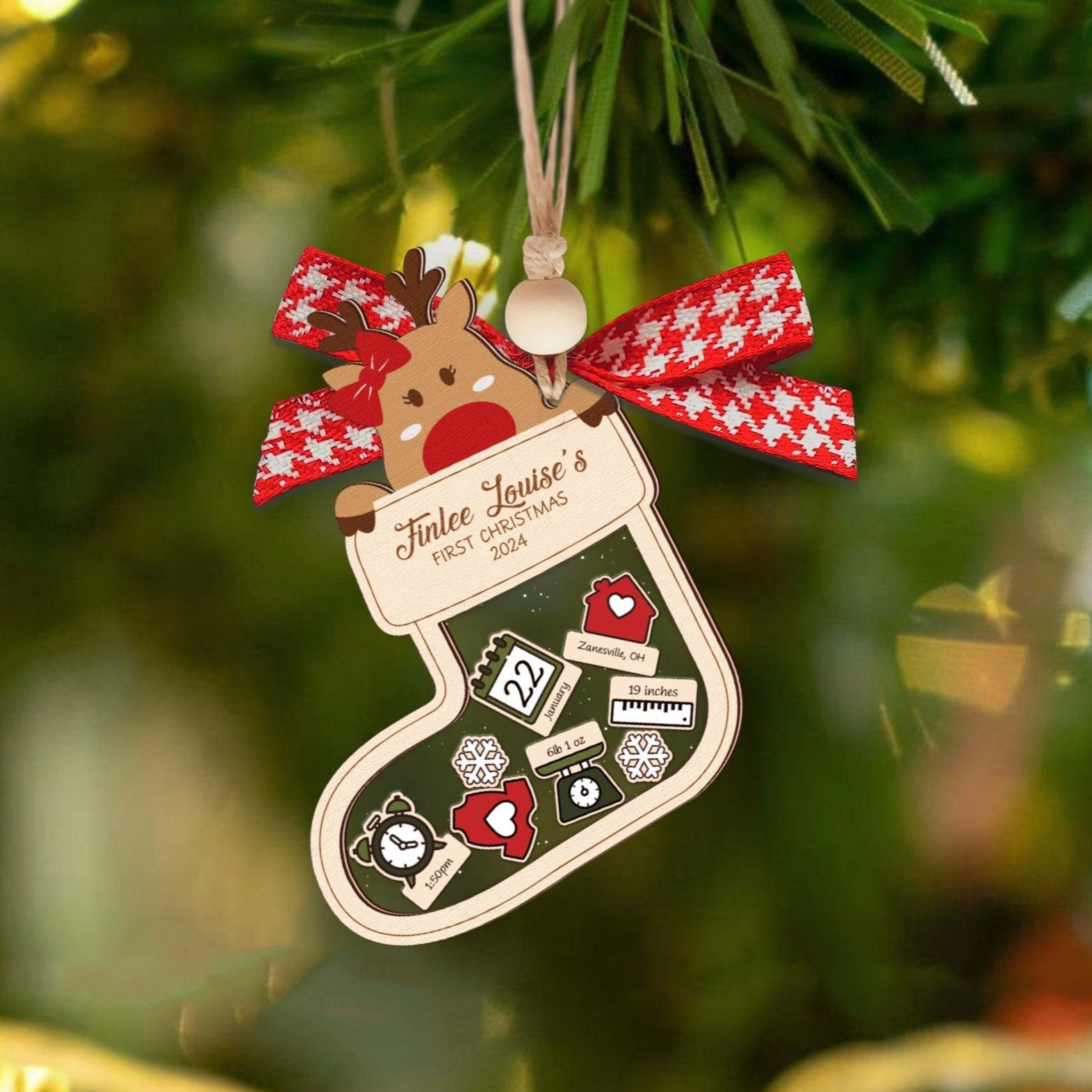 Reindeer Baby's First Christmas Ornament 2024, Shake Babies Ornament CF38 - Kindlytoys