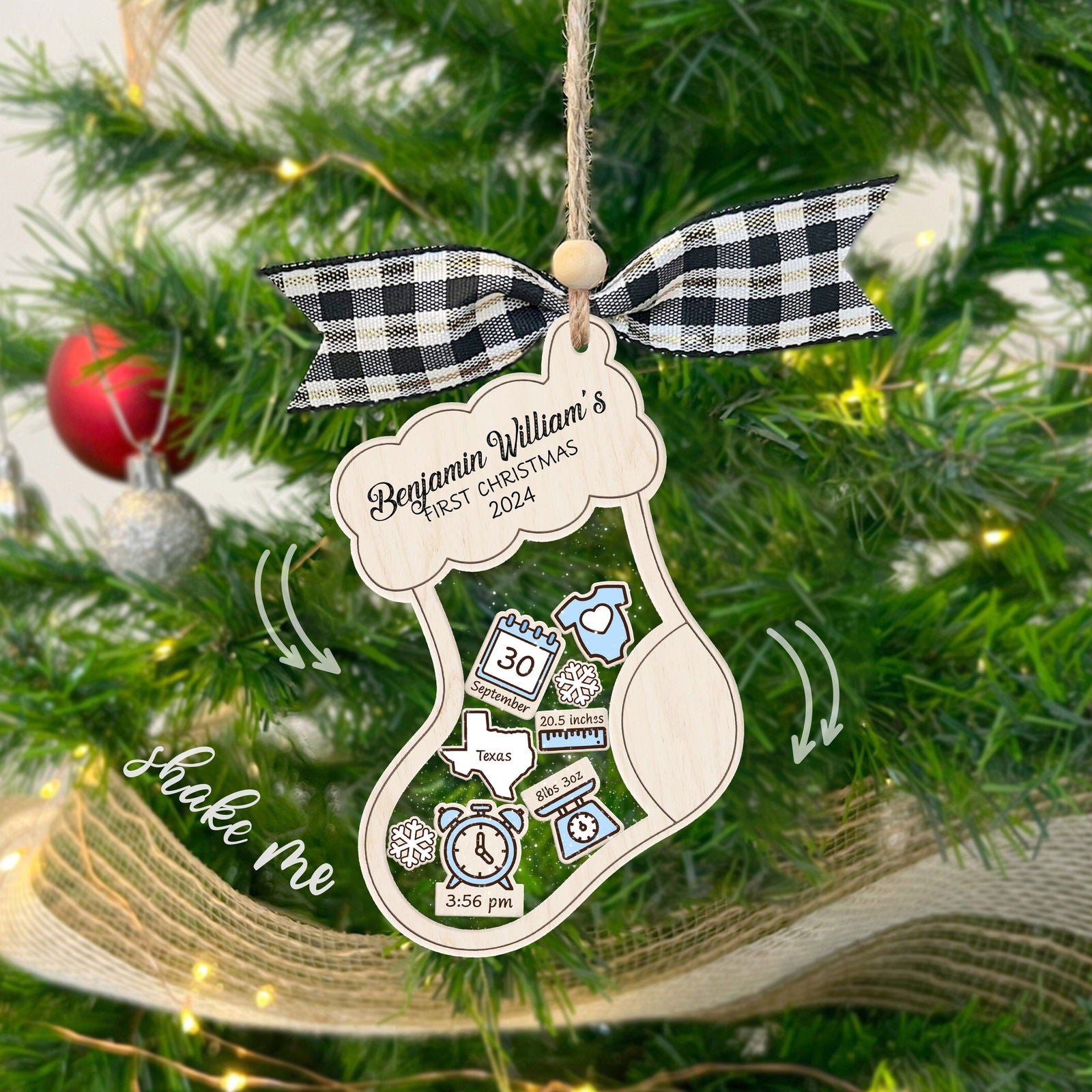 Stocking Baby First Christmas Ornament 2024, Personalized Baby Gifts, CF12 - Kindlytoys