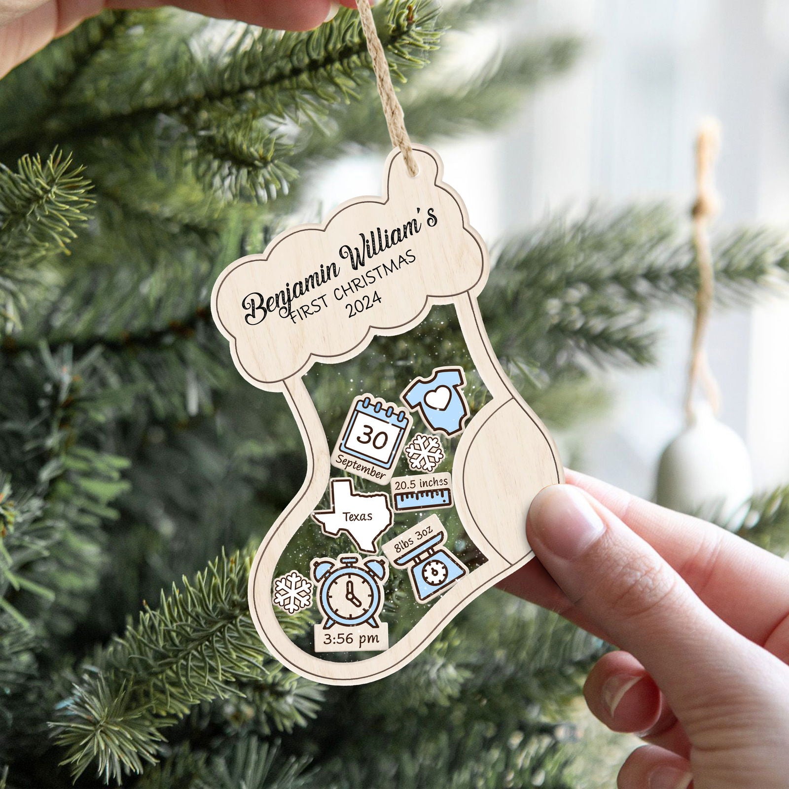 Stocking Baby First Christmas Ornament 2024, Personalized Baby Gifts, CF12 - Kindlytoys