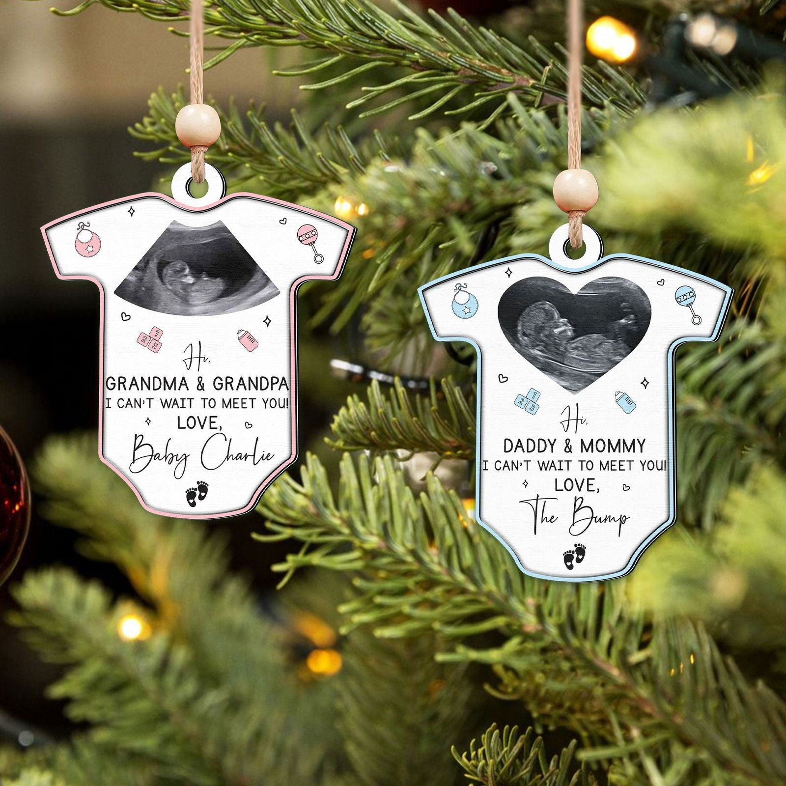 Ultrasound Baby's First Christmas Ornament, Birth Announcement Ornament CF709 - Kindlytoys