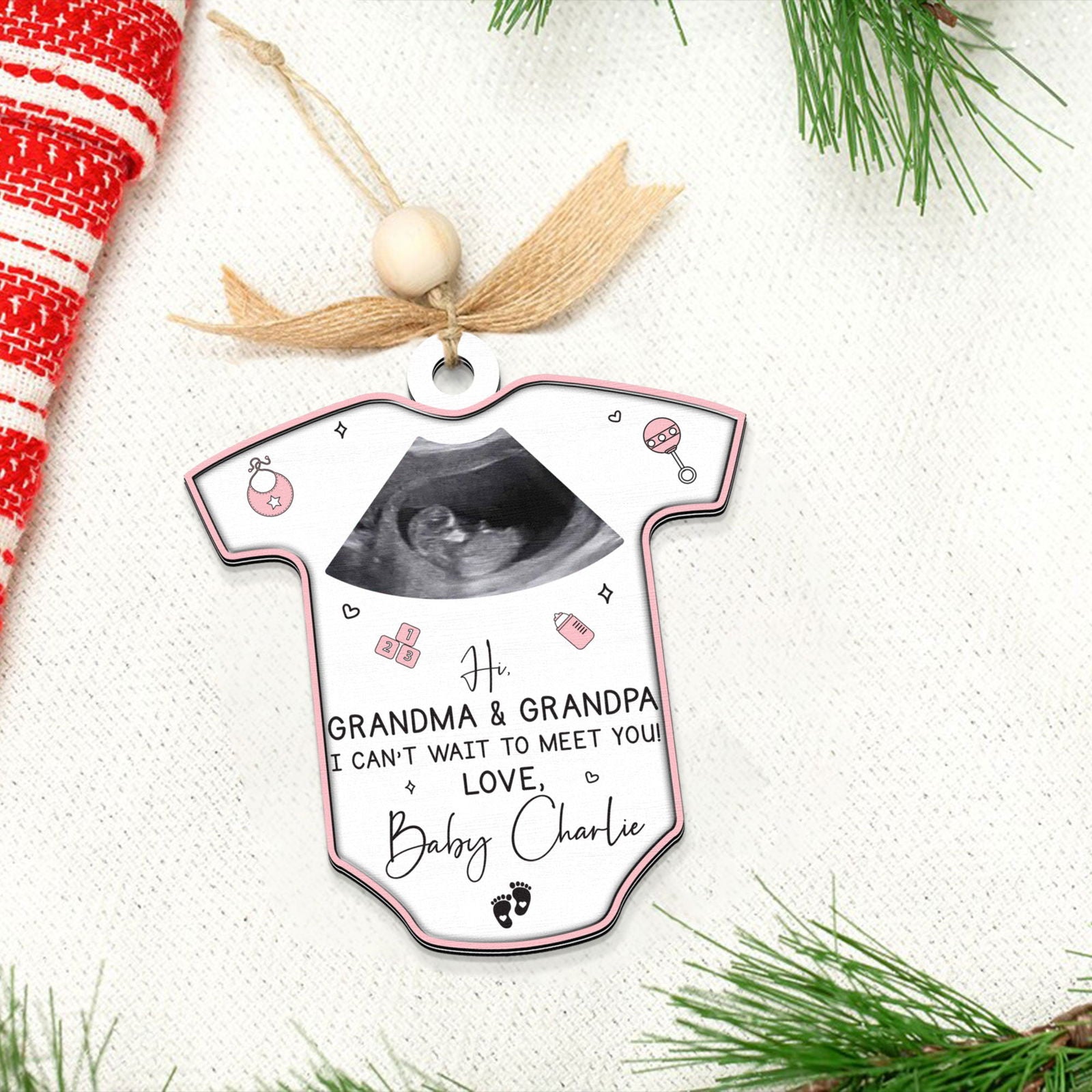 Ultrasound Baby's First Christmas Ornament, Birth Announcement Ornament CF709 - Kindlytoys