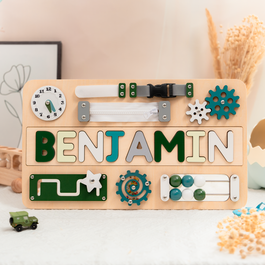 Personalized Busy Board Name Puzzle - Wooden Montessori Toys | Kindlytoys