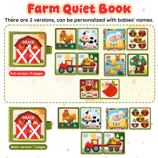 Personalized Busy Book For Kids, Handmade felt quiet book, Montessori Fabric Busy Book